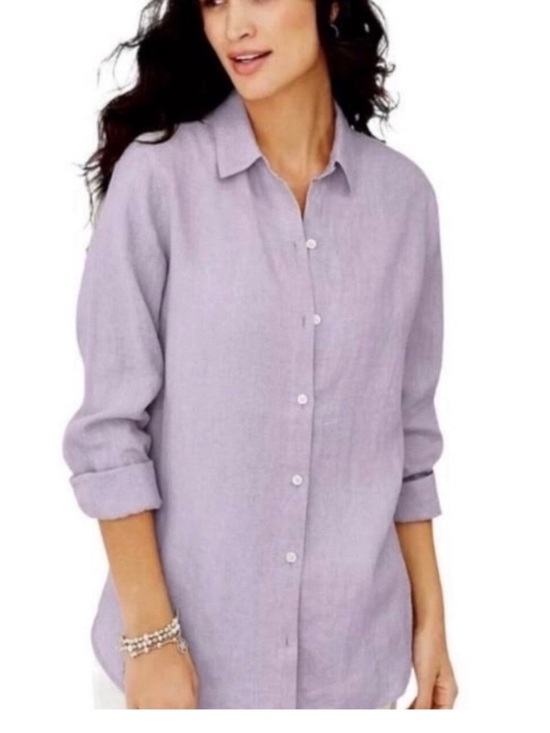 J. Jill Tops - J Jill Love Linen Oversized Button Down Shirt Size MediumLavender